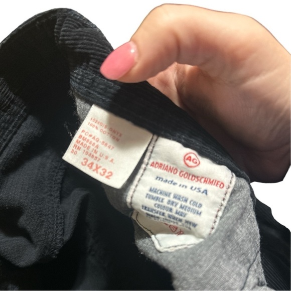 EUC - AG Adriano Goldschmied The Prime Coduroy Pants - black - size 34x32 - Picture 2 of 4